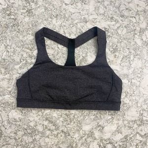 Lululemon Fast Lane Luxtreme Variegated Knit Heathered Black Sports Bra Size 10